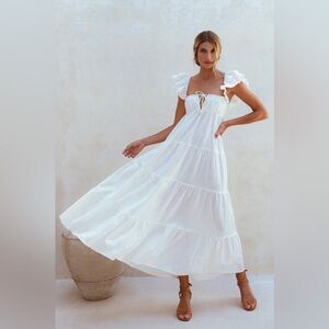 ELF Nymph Linen White Maxi Dress